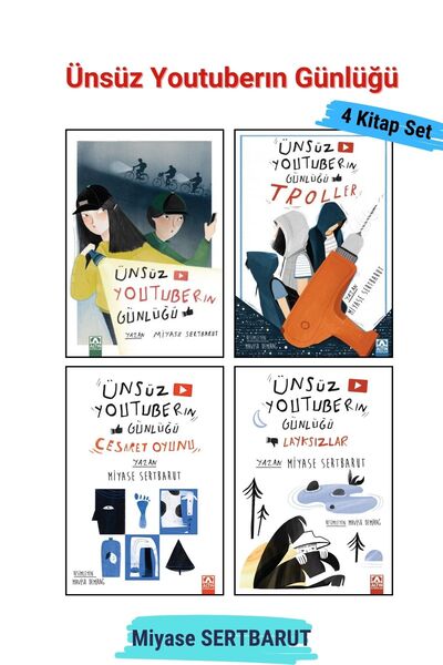 Altın Kitaplar Ünsüz Youtuberın Günlüğü 4 Kitap Set, (1.Kitap, Troller, Cesar...