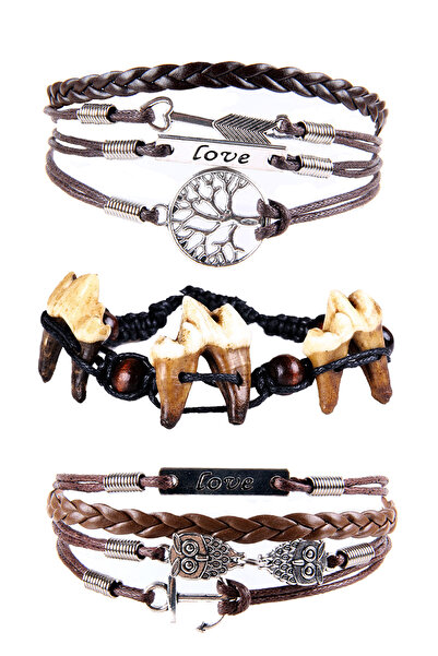 Dejavu حزمة سوار جلدي قابل للتعديل للجنسين مع تفاصيل حبل