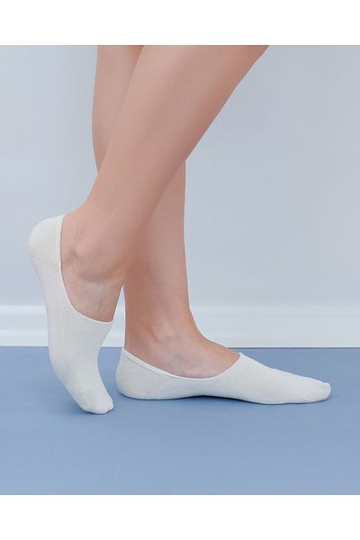 Calverton Socks 2 Pairs - Cream Bamboo Silicone Plain Women'S/Men's Ballerina Socks