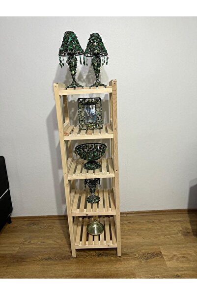 ÇağlaDesign 5 Katlı 120*35*30 Doğal Ahşap Dekoratif Çiçeklik-ofis-salon-oturm...