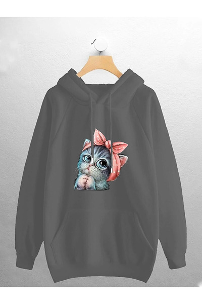 BOHEMGİYİM - 7hills Clothing Crna Unisex Štampano Kengur džep Dukserica sa ka...