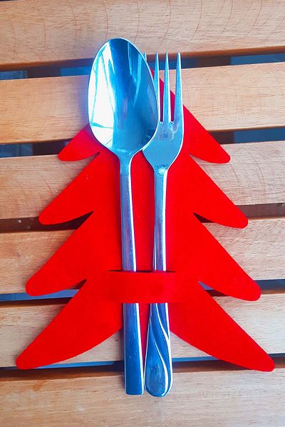 garaccu Christmas Red Pine Tree Patterned Spoon Holder 2 Pieces