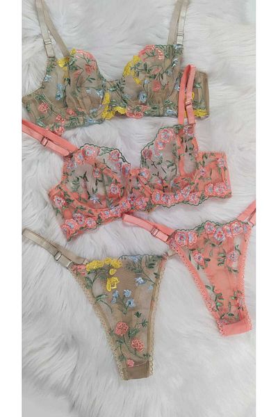 COLOR DE PIEL Women's Vision Baby Mouth Green 2-Piece Stylish Bra Set