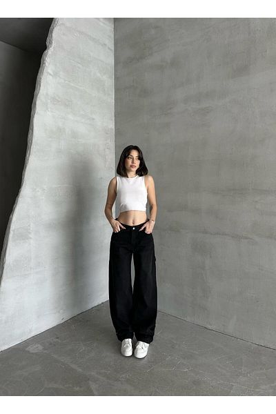 Asia بنطال جينز أسود بإبزيم جانبي من ASIA