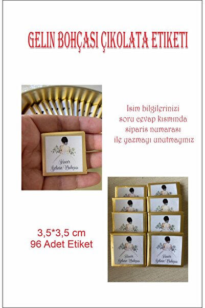 43 cici süsler organizasyon Gelin Bohçası Çikolata Etiketi 3,5*3,5 96 Adet