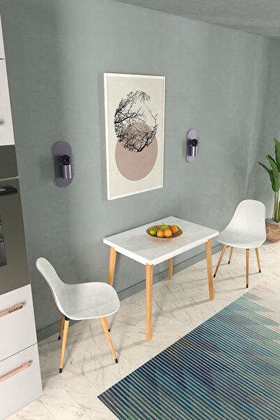 VİLİNZE Eames Sandalye Avanos Ahşap Mdf Mutfak Masası Takımı - 60x90 Cm