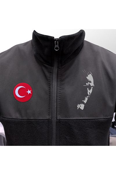 Crea Eymer Wear Ataturk Silhouette Designed Non-Pilling Full Zip Softshell Fleece