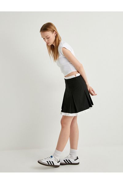 Koton Fustă mini plisată Strat dublu Contrast de culoare