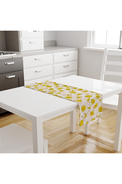 Else Dekor Κίτρινες μαργαρίτες με μοτίβο ψηφιακής εκτύπωσης, ανθεκτικό στους λεκέδες, διακοσμητικό κάλυμμα δρομέα 40x140cm