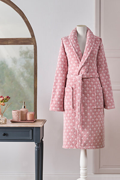 Özdilek رداء حمام مخملي بياقة شال من ديكورا