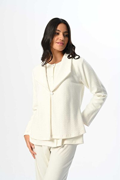 Marilyn Club Sabahlıklı Uzun Kollu Pamuklu Kadın Pijama Takımı 3'lü Set