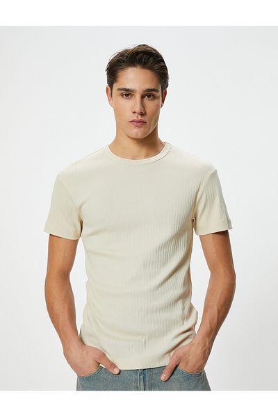 Koton Textured Slim Fit Basic T-shirt - Short Sleeve