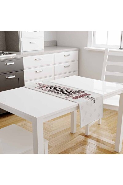 Else Dekor Coffee Scripts Πολύχρωμο μοτίβο ψηφιακής εκτύπωσης, ανθεκτικό στους λεκέδες, διακοσμητικό κάλυμμα Runner 40x140cm