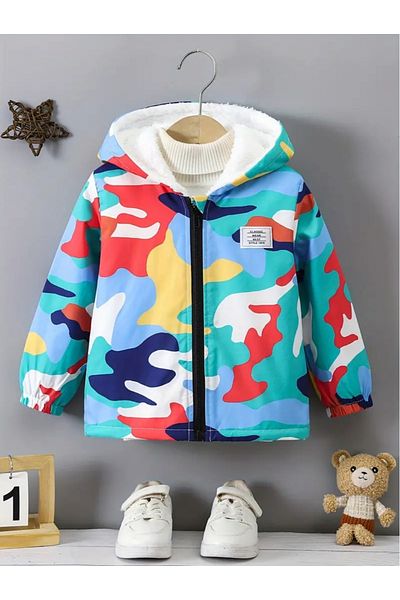 LADİN New Season Inner Plush Kids Coat 100% Cotton