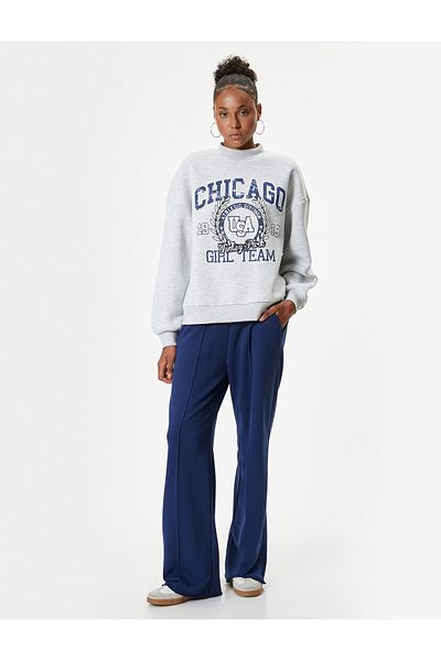 Koton College Printed Oversize Sweatshirt - Crew Neck Hoodie