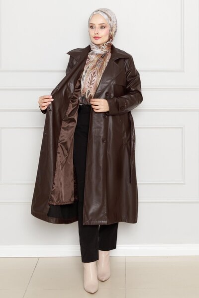 Sevitli Καμπαρντίνα Δερμάτινη Ζώνη - Καφέ