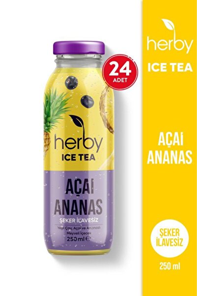 Herby Ice Tea Açai Ananas Soğuk Çay Şeker İlavesiz 250 ml x 24