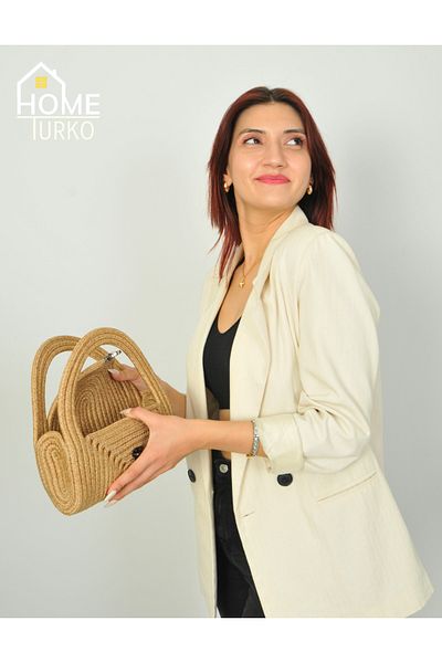 CARPELLA HOME Мини дамска чанта от портфолио от слама от юта, дамска чанта, чанта от юта Boho,