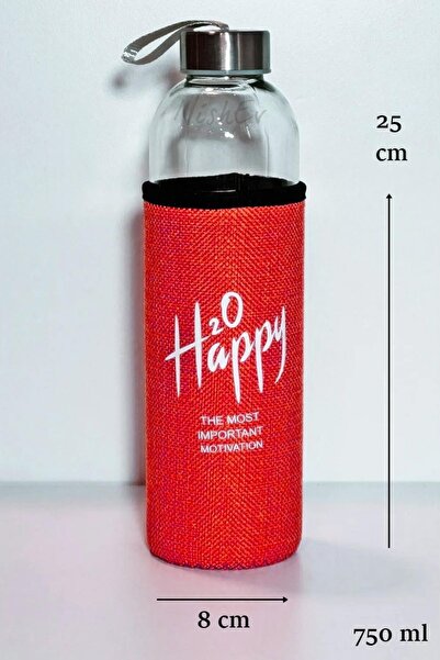 Nishev.com Evini Sev 750 ml Red Covered Glass Water Bottle