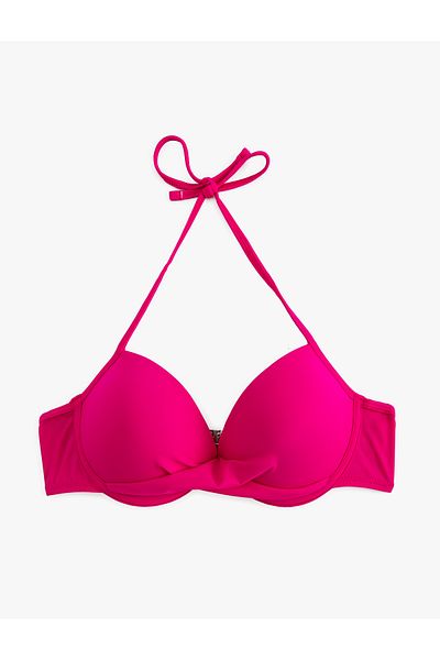 Koton Bügel-Bikinioberteil, gepolstert, Push-Up, drapiert, Neckholder mit Details
