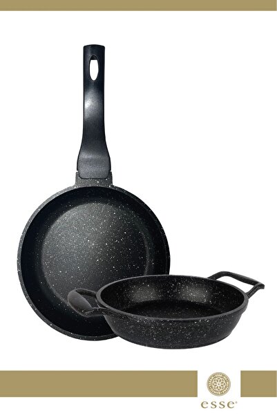 Esse Granit Döküm 2'li Tava Sahan Seti Siyah 20 Cm Tava/ 18 Cm Sahan ESS002