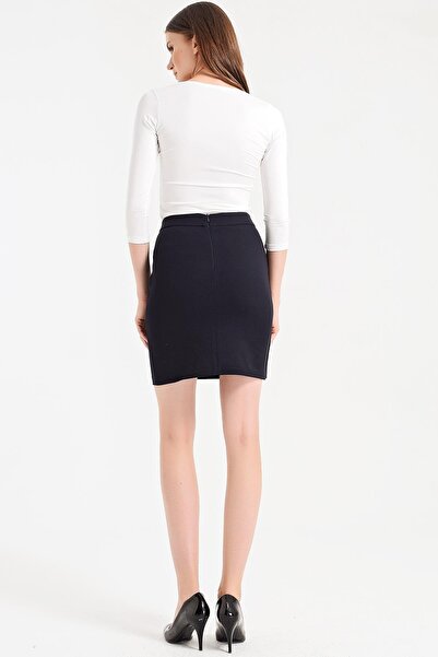 Jument Fustă de birou tip creion cu talie înaltă din bumbac lycra - 