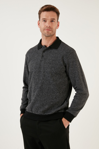 Buratti Polo Neck Cotton Men's Sweater - Buttoned, Regular Fit 456211