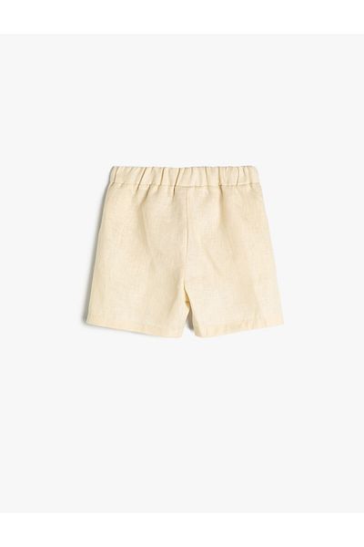 Koton Leinenshorts mit Taschen und Bindegürtel mit Stickdetail