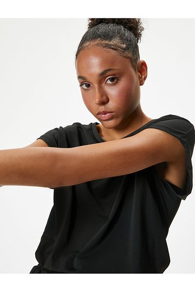 Koton Tricou sport oversize cu mânecă scurtă - Gât crew, lungime șold