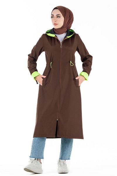 Sevitli Neon Trench Coat-brown