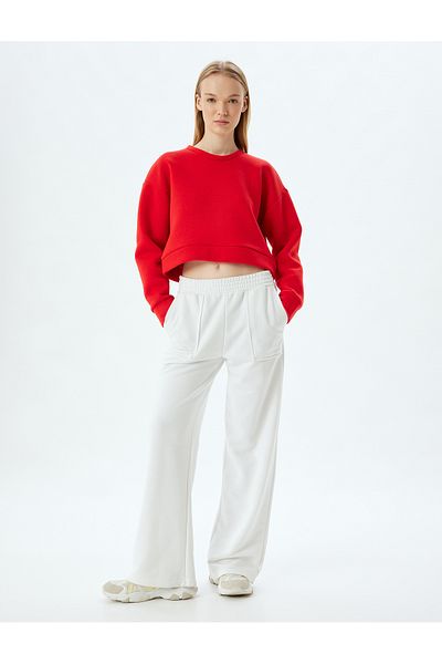 Koton Sportovní mikina Basic Crew Neck Crop - Raster Oversize