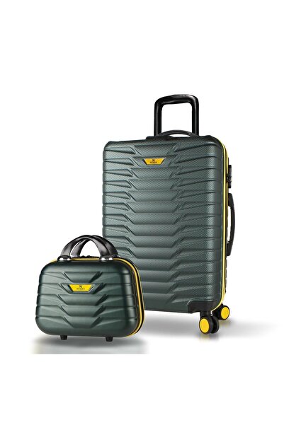 My Valice Croc Abs Makyaj ve Orta Boy Haki  2'li Valiz Seti