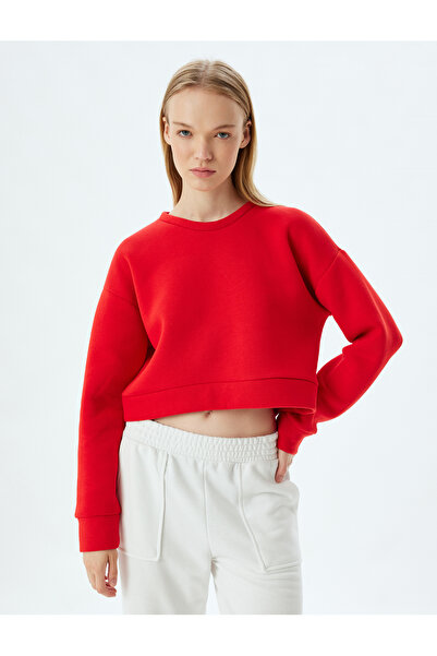 Koton Basic Crew Neck Crop sport pulóver - raszteres oversize