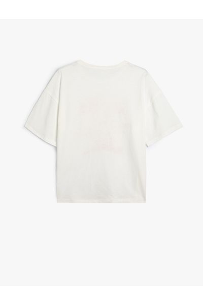 Koton Cotton Cat Printed Short Sleeve T-Shirt - Crew Neck