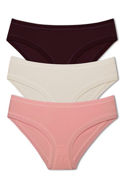 HNX Pachet de 3 chiloți din bumbac pentru femei, cu talie și picior elastic