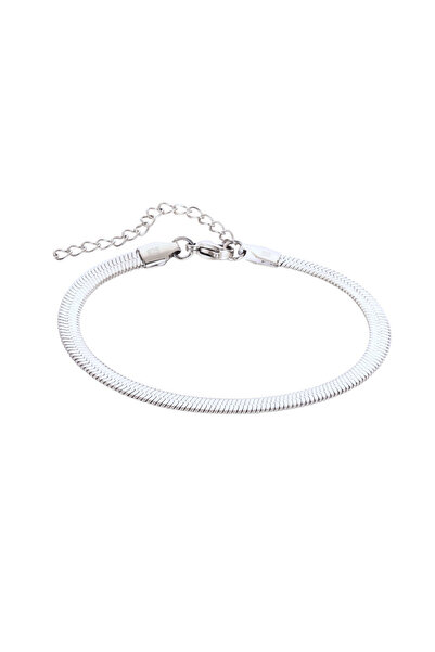 Yantra Silver 925 Ayar Gümüş  3,5 mm Yassı İtalyan Zincir Bileklik