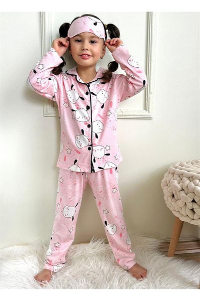 LİLLYPİCCA Girl's Cute Lamb Patterned Pink Long Sleeve Pajama Set