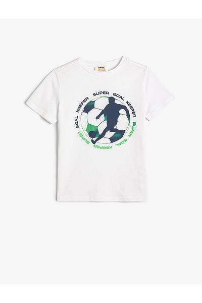 Koton T-Shirt Football Printed Short Sleeve Cotton
