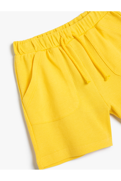 Koton Basic Şort Beli Lastikli Cep Detaylı Dokulu Pamuklu