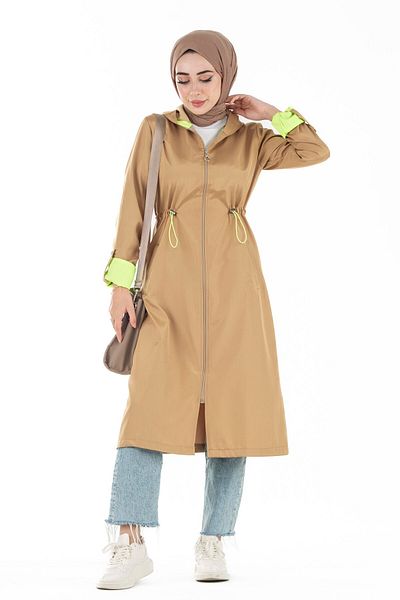 Sevitli Neon Trench Coat-camel