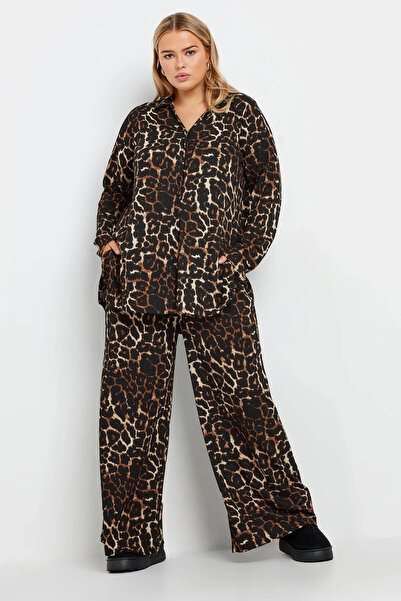 Stil Diva Plus Size Long Sleeve Button Front Leopard Print Shirt 322258