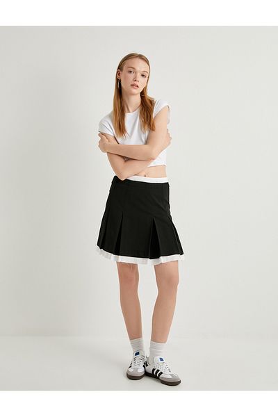 Koton Fustă mini plisată Strat dublu Contrast de culoare