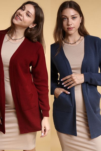 Devinka Women's Burgundy-Oil Blue 2-Pack Seasonal Knitwear Cardigan