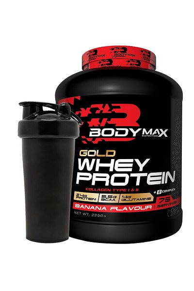 BODYMAX Gold Whey Protein - Banana Flavored, 2250Gr, 75 Serve Type, I and Ii Collegen (Collagen)