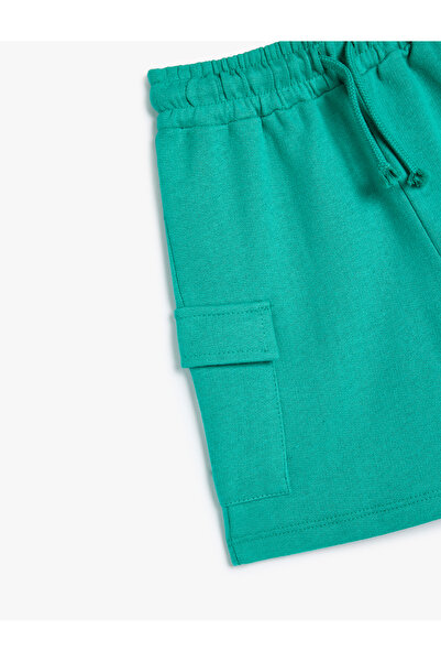 Koton Kargo Şort Beli Lastikli Yanları Cepli Pamuklu