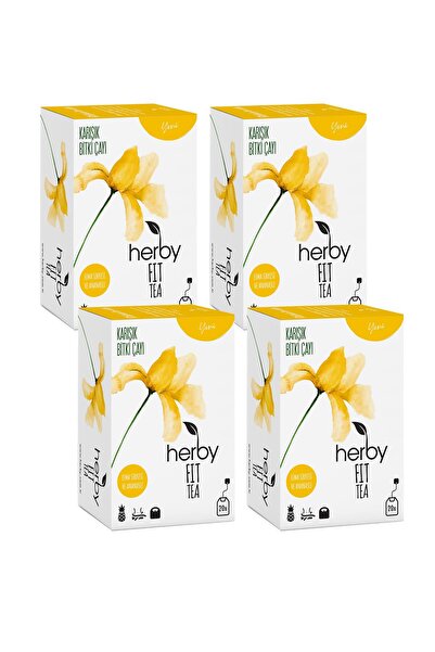 Herby Fit Tea Elma Sirkeli Ananaslı Diyete Destek Form Bitki Çayı 4'lü Paket