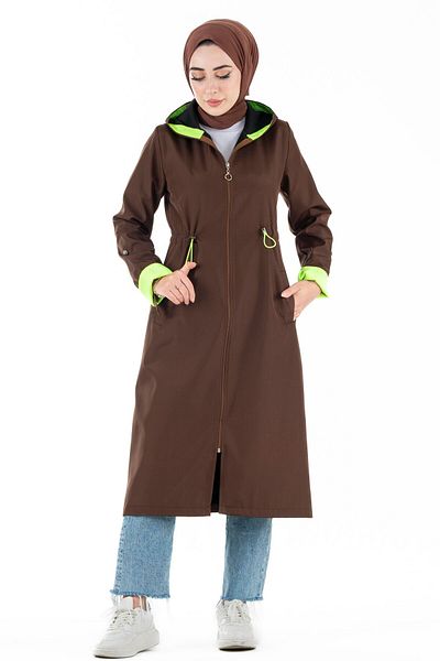 Sevitli Neon Trench Coat-brown