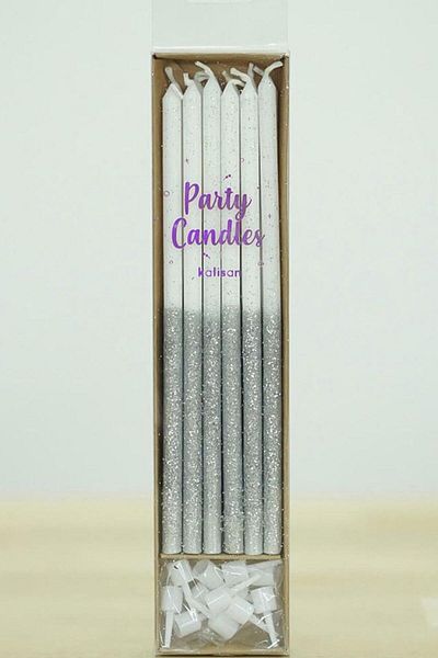 Le Mabelle Set of 12 Silver Glitter Candles