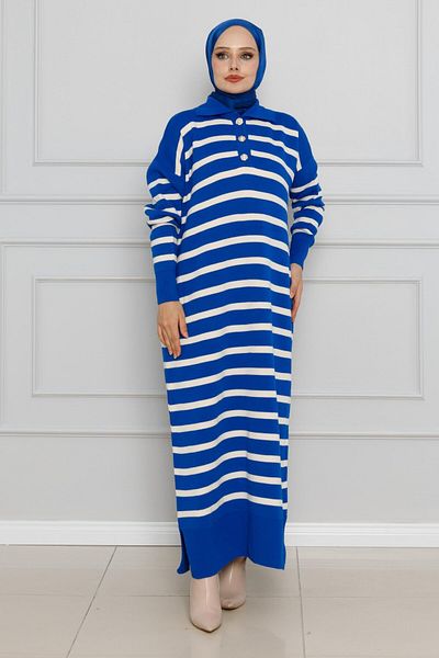 Sevitli Rochie tricotată cu dungi Saks Blue Polo