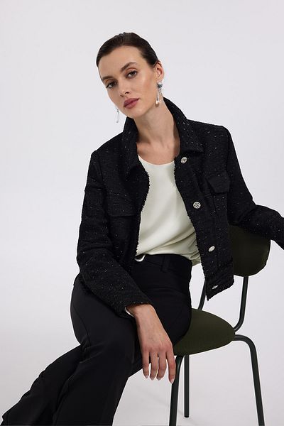 Ekol Черно яке Chanel - капак, джоб и детайл за копчета отпред